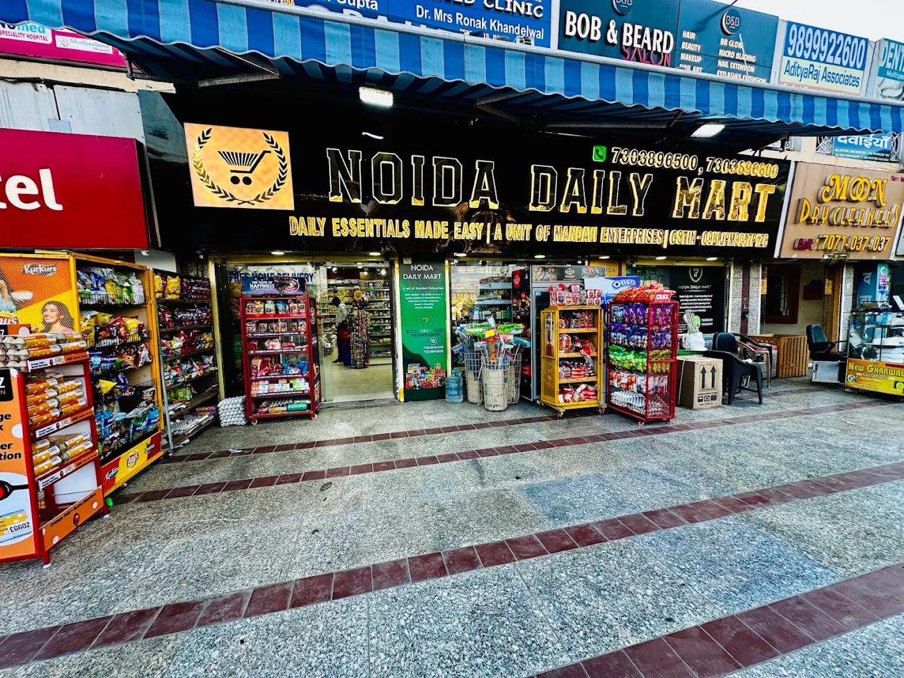 Well-stocked grocery aisles at Noida Daily Mart Supertech Eco Village 1